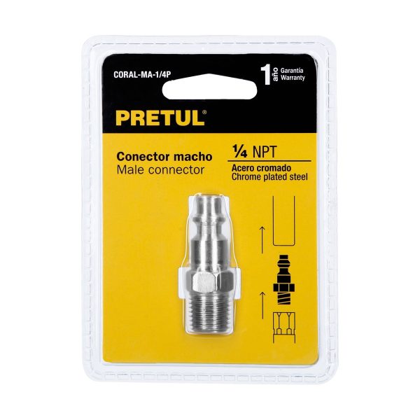 27023 - Conector rápido de acero, macho, cuerda 1/4' NPT, PRETUL