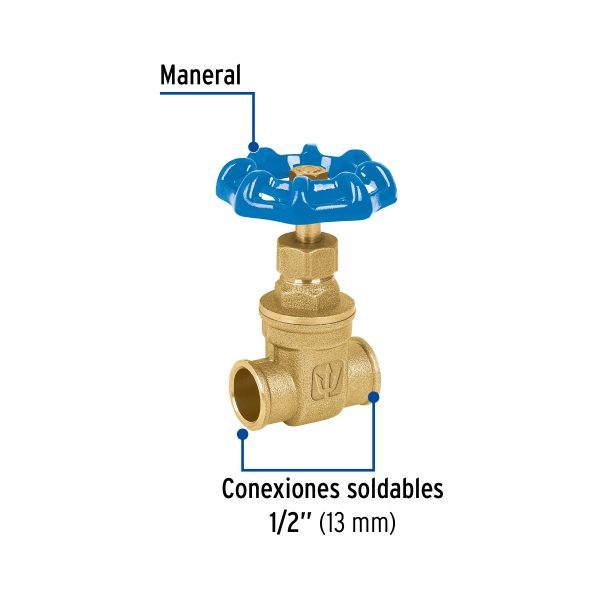 49023 - Válvula de compuerta de latón soldable de 1/2', Foset