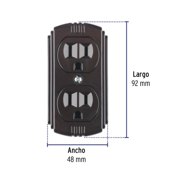 46115 - Contacto de sobreponer dúplex 2 polos+ tierra, café, Volteck