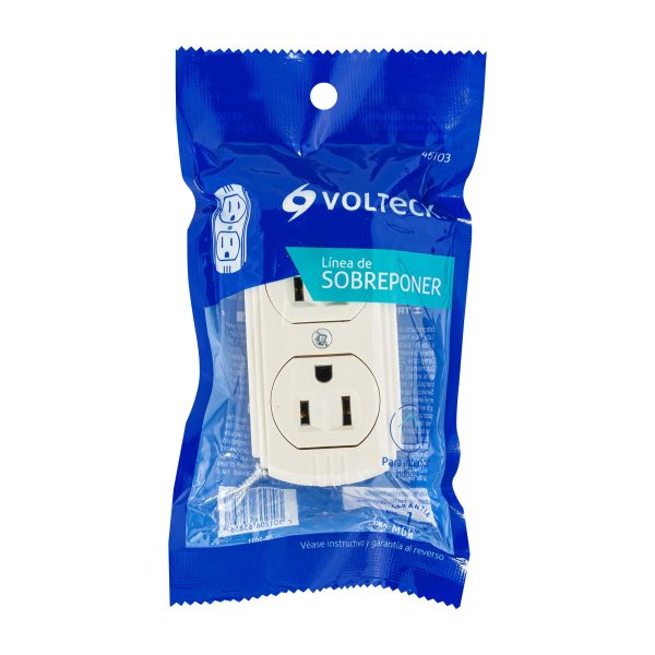 46103 - Contacto de sobreponer dúplex, 2 polos+ tierra, baquelita