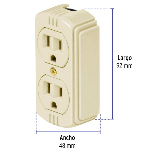 47041 - Contacto de sobreponer dúplex, 2 polos+tierra a granel