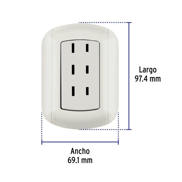 47351 - Contacto de sobreponer triple sin tierra, Volteck