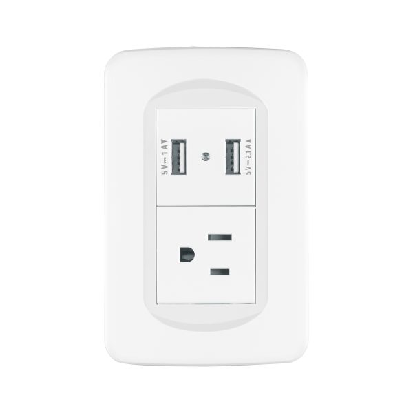 29062 - Placa armada 1contacto y 2 puertos USB 1.5 módulos, Toledo