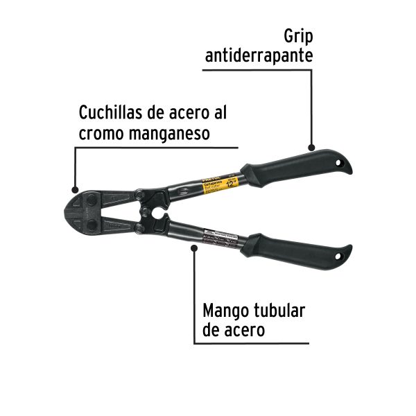 20944 - Cortapernos 12', mango tubular, PRETUL