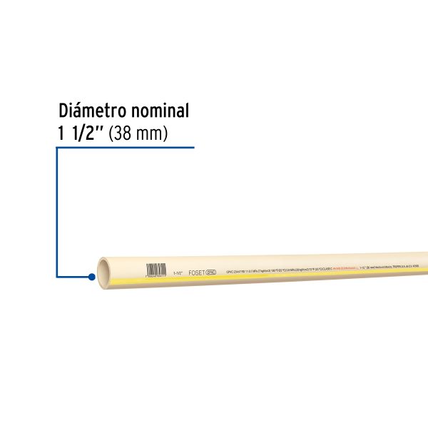 45561 - Tubo de 1-1/2' CPVC hidráulico RD 11, 3m, 2.1kg, FOSET