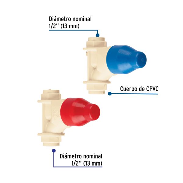 44820 - Juego de 2 llaves de empotrar CPVC para regadera 1/2', FOSET