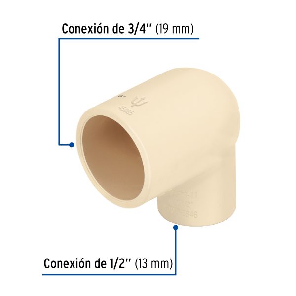 45085 - Codo reducción 90° de CPVC de 3/4' x 1/2', FOSET