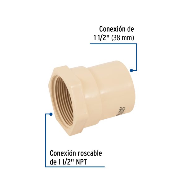 48957 - Conector hembra CPVC 1-1/2', Foset