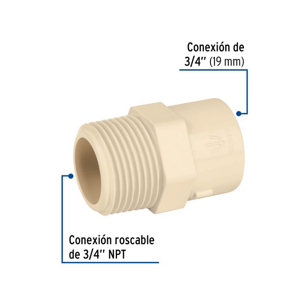 45099 - Conector macho de CPVC 3/4', Foset