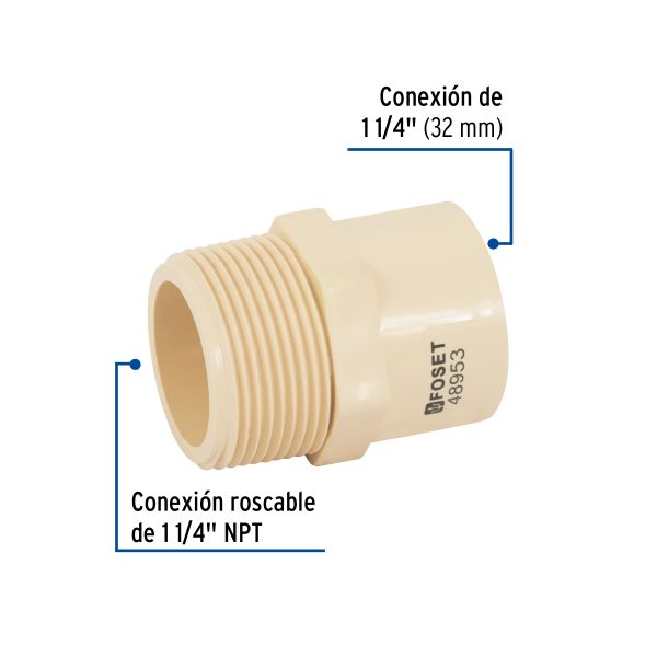 48953 - Conector macho CPVC 1-1/4', Foset