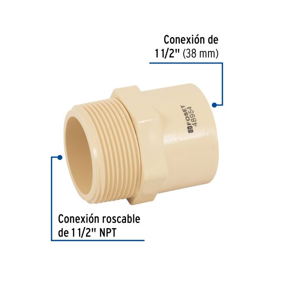 48954 - Conector macho CPVC 1-1/2', Foset