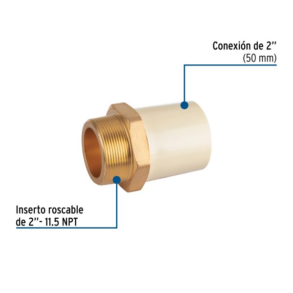 44922 - Adaptador CPVC, 2', macho inserto metálico-latón, FOSET