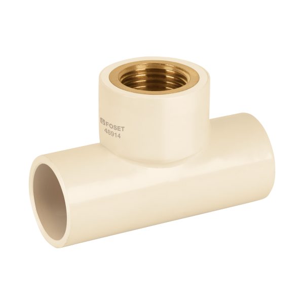 48914 - Tee de CPVC 1/2' rosca central hembra inserto latón, FOSET