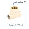 48915 - Tee reducida hembra de CPVC 3/4' x 3/4' x 1/2' inserto latón