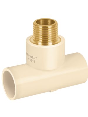 48911 - Tee de CPVC 1/2' rosca central macho inserto latón, FOSET