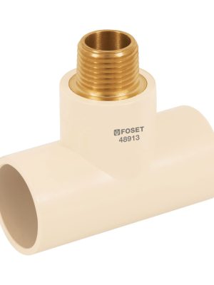 48913 - Tee reducida macho de CPVC 1' x 1' x 1/2' inserto latón