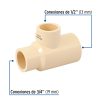 45073 - Tee reducida lateral de CPVC 3/4' x 1/2' x 1/2' , Foset