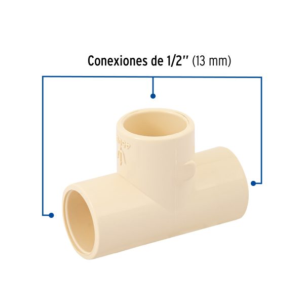 45069 - Tee sencilla de CPVC de 1/2', FOSET