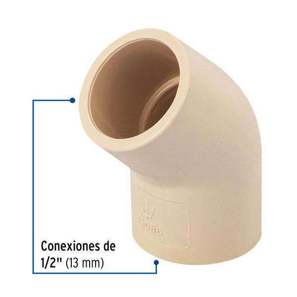 45086 - Codo 45° de CPVC de 1/2', Foset