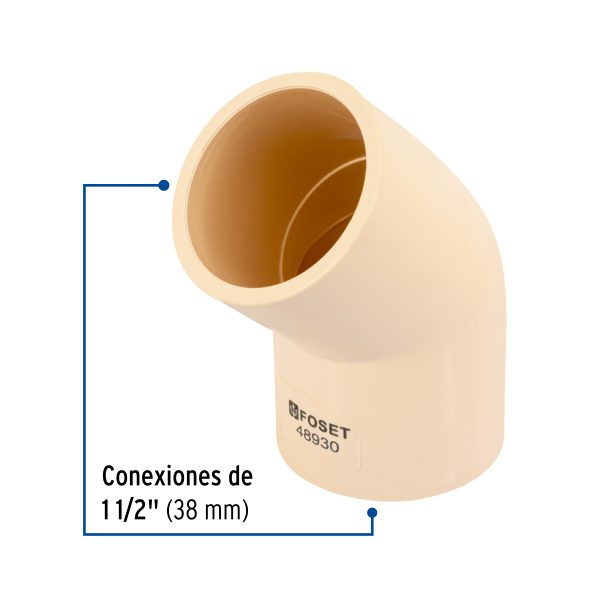 48930 - Codo 45° CPVC de 1-1/2', Foset