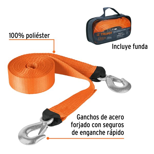 18344 - Correa con ganchos para remolque, 48 mm x 5.8 m, Truper