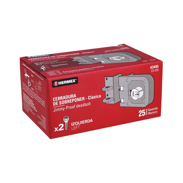 43495 - Cerradura sobreponer, puerta corrediza, clásica, izquierda