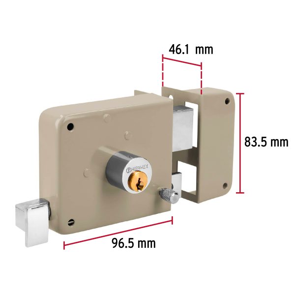 43574 - Cerradura sobreponer der clásica, llave tradicional, caja