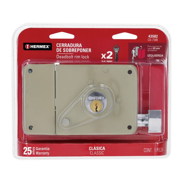 43582 - Cerradura sobreponer izq clásica, llave tradicional, blíster