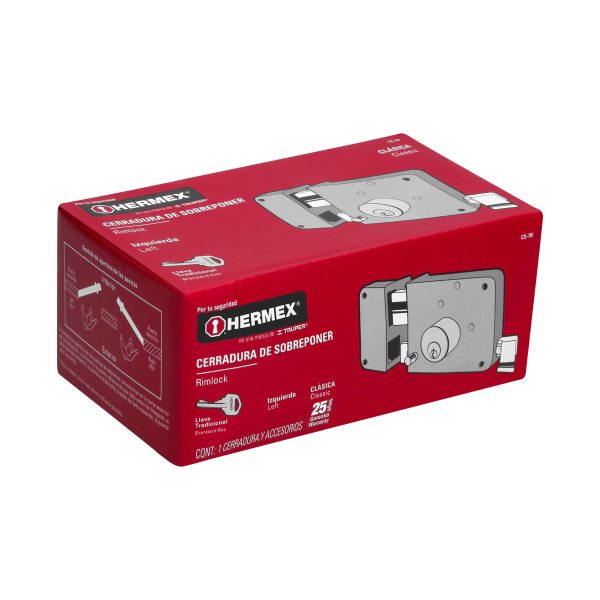 43573 - Cerradura sobreponer izq clásica, llave tradicional, caja