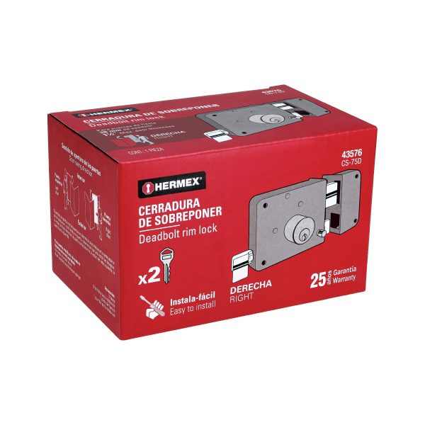 43576 - Cerradura sobreponer der instala-fácil, tradicional, caja