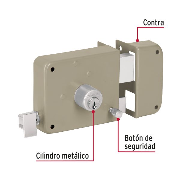 27047 - Cerradura sobreponer der instala-fácil, caja, HERMEX BASIC