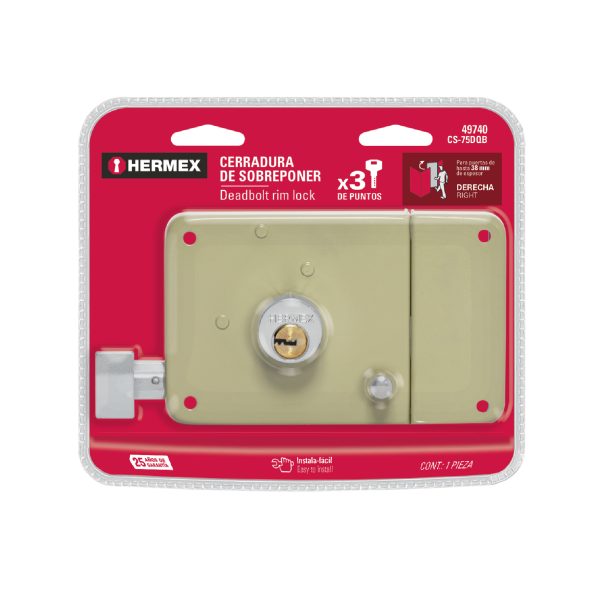 49740 - Cerradura sobreponer der instalafácil, llave puntos, blíster