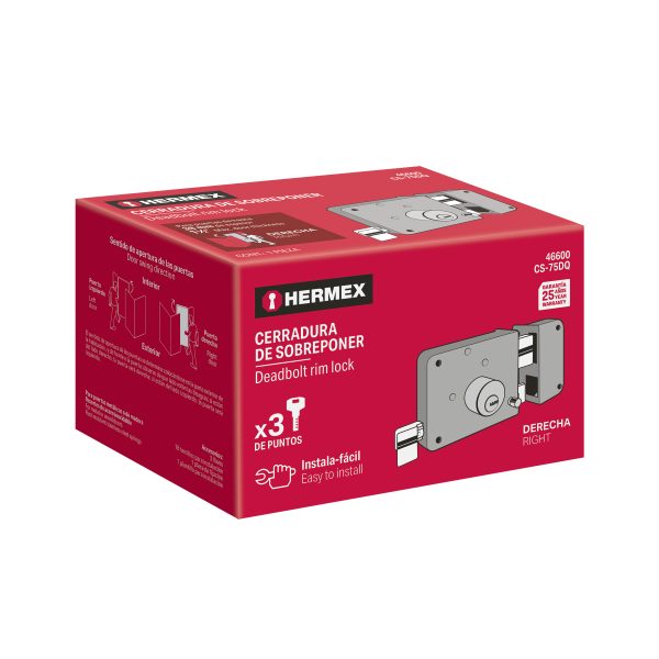 46600 - Cerradura sobreponer der instalafácil,llave puntos, caja