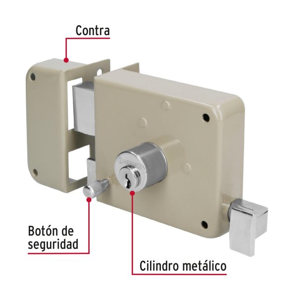 27046 - Cerradura sobreponer izq instala-fácil, caja, HERMEX BASIC