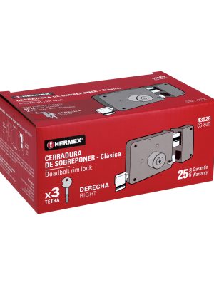 CS-80DE1.jpg 43528 - Cerradura sobreponer derecha clásica, llave tetra, caja