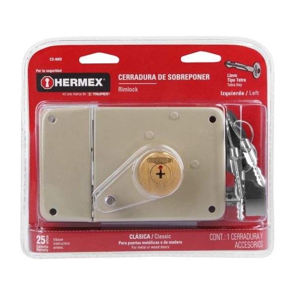 43531 - Cerradura sobreponer izquierda clásica, llave tetra, blíster