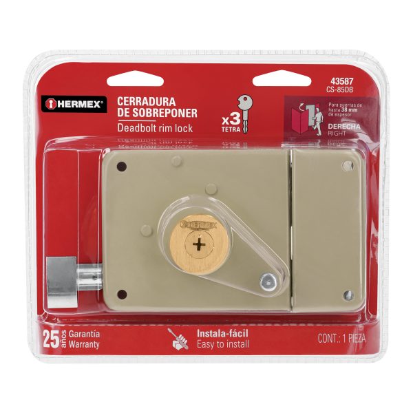 43587 - Cerradura sobreponer der instala-fácil, llave tetra, blíster