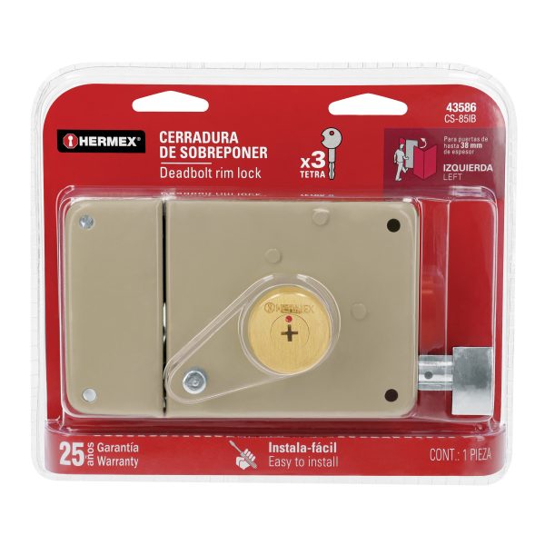 43586 - Cerradura sobreponer izq instala-fácil, llave tetra, blíster