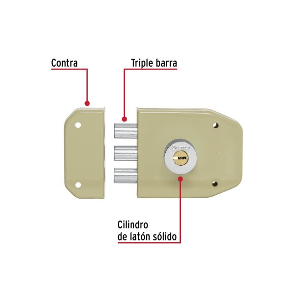 CS-93FC1.jpg 43488 - Cerradura sobreponer 3 barras instalafácil, llave puntos