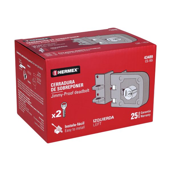 43489 - Cerradura sobreponer, puerta corrediza, instala-fácil, izq.