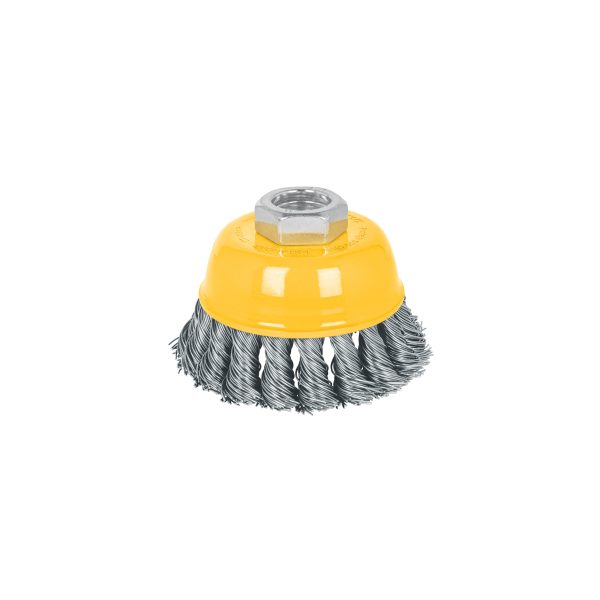 28257 - Carda copa 3' alambre trenzado grueso, eje 5/8'-11, Pretul