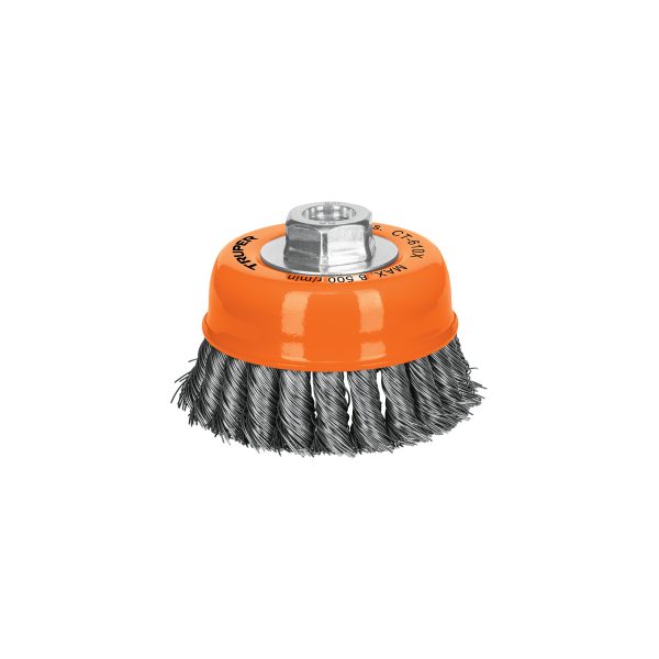 17531 - Carda copa 4' alambre trenzado grueso, eje 5/8'-11, Truper