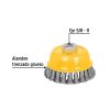 28259 - Carda copa 4' alambre trenzado grueso, eje 5/8'-11, Pretul