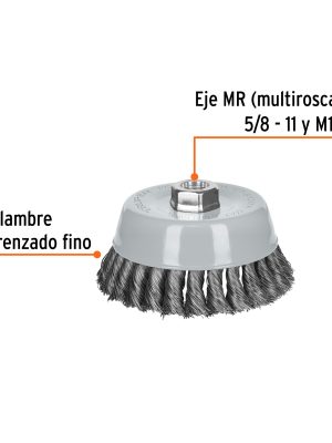 CT-612MRFC1.jpg 100853 - Carda copa 5' alambre trenzado fino, Multi-rosca, Truper