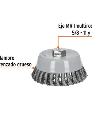 CT-612MRXFC1.jpg 100856 - Carda copa 5' alambre trenzado grueso, Multi-rosca, Truper