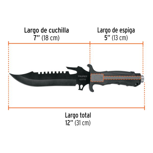 103710 - Cuchillo táctico para campismo 7', TRUPER