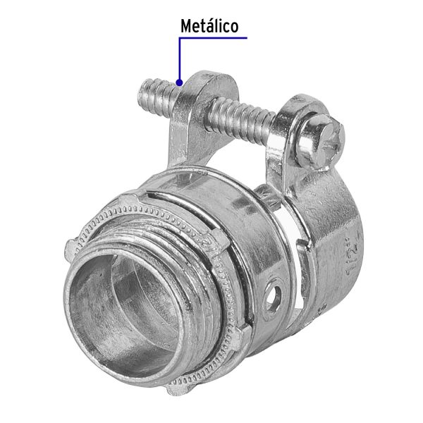 C-TUBOS FLEXIBLES 47340 - Conector recto 1/2' para tubo flexible metálico, Volteck
