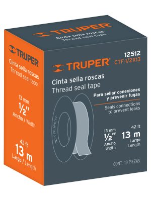 12512 - Cinta sella roscas 1/2' X 13 m de largo, uso general, Truper