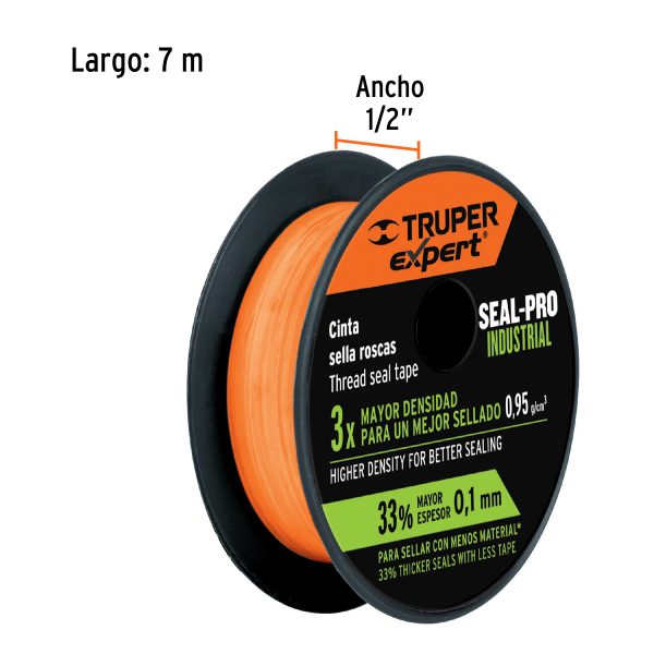 12515 - Cinta sella roscas 1/2' X 7 m de largo, industrial, Expert