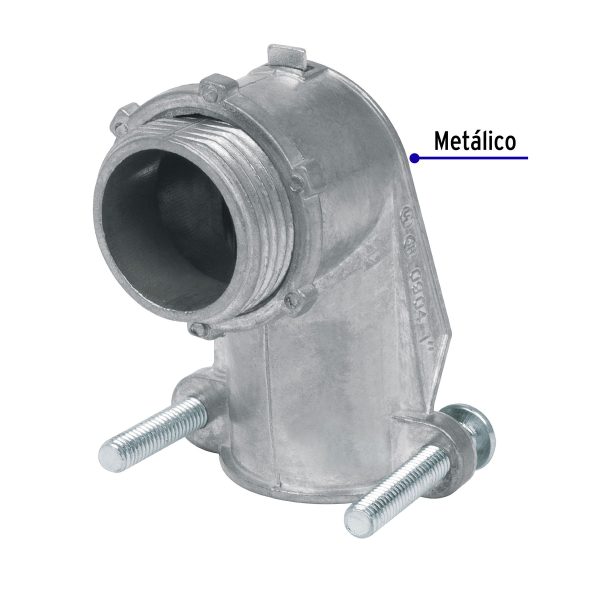 C-TUBOS FLEXIBLES 47345 - Conector curvo 1' para tubo flexible metálico, Volteck